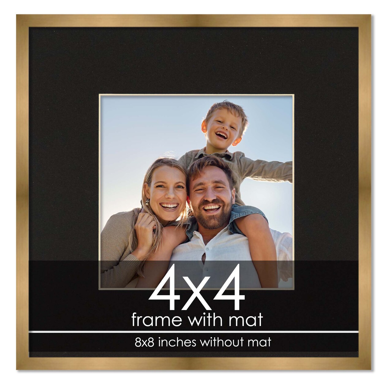 4x4 Frame with Mat - Bronze 8x8 Frame Wood Made to Display Print or Poster Measuring 4 x 4 Inches with Black Photo Mat
